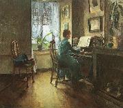 Harriet Backer Chez moi oil on canvas